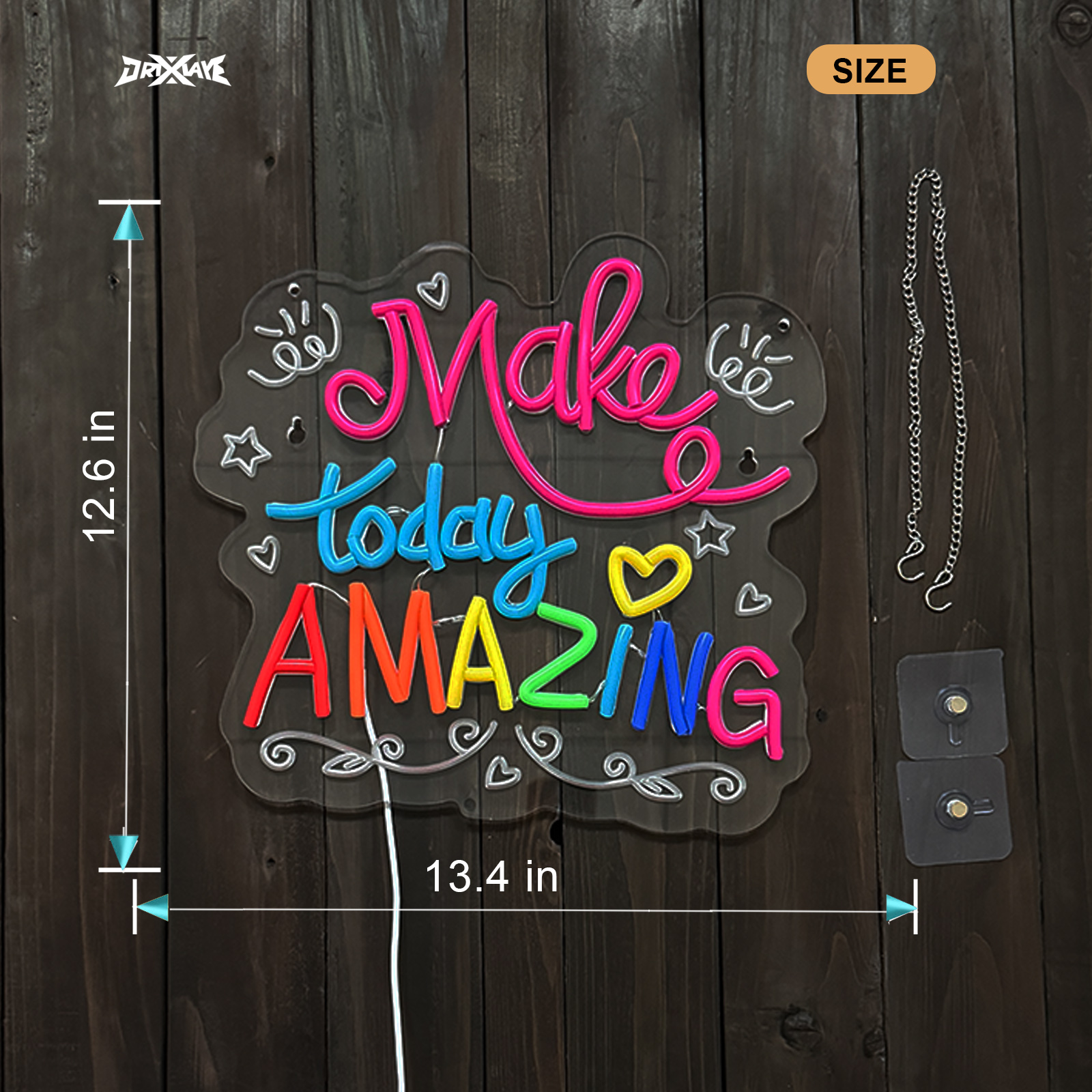 Make Today Amazing Neon Sign for Wall Decor Smart plug timer compatible USB-Powered Suitable for Kids Boys Room Study Room Gifts for Birthday(13.4x12.6 Inch)