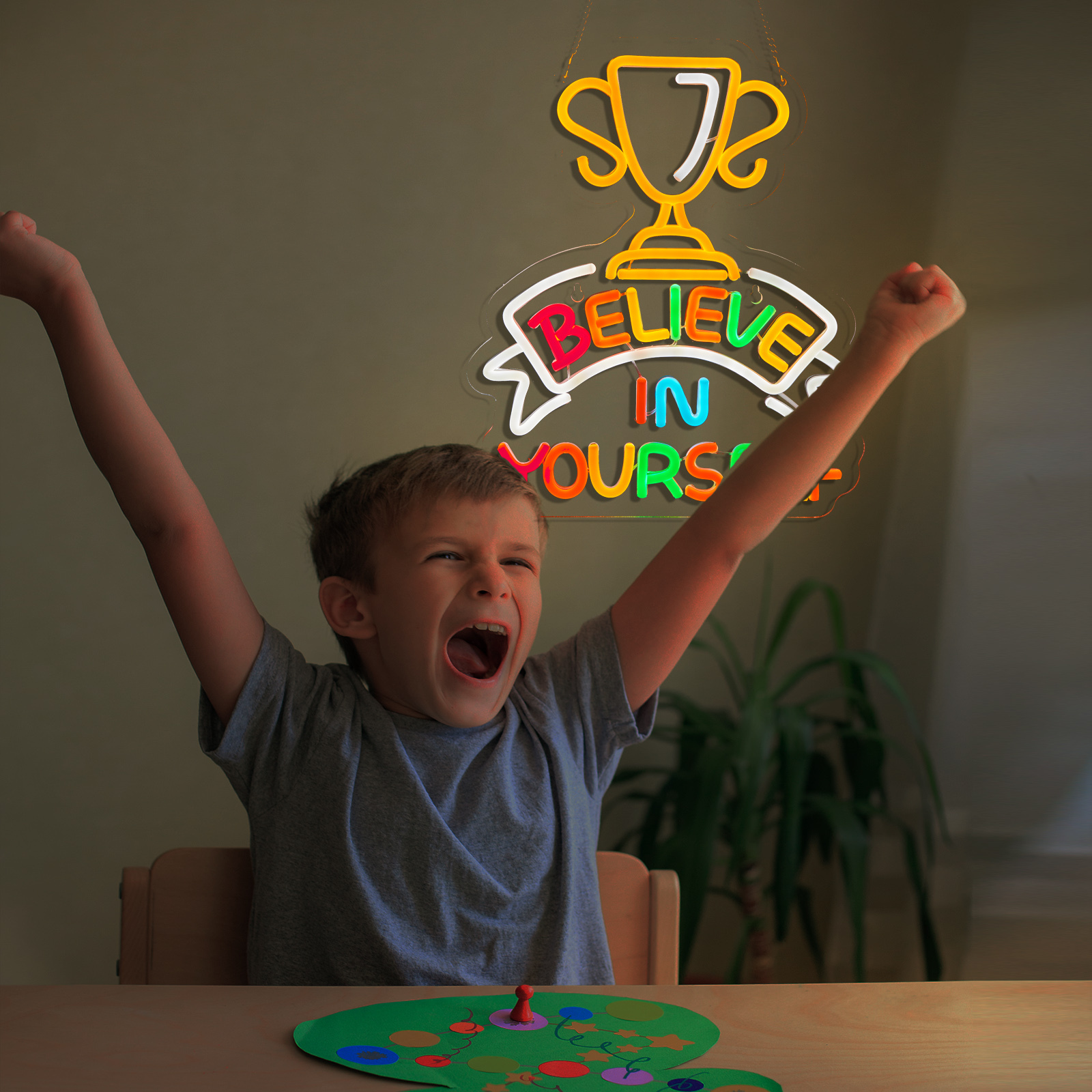 Believe in Yourself Neon Sign for Room Decor Smart plug timer compatible USB-Powered Teen Room Gifts for Birthday Kids Boys Room Decor(12.6x14.8Inch)