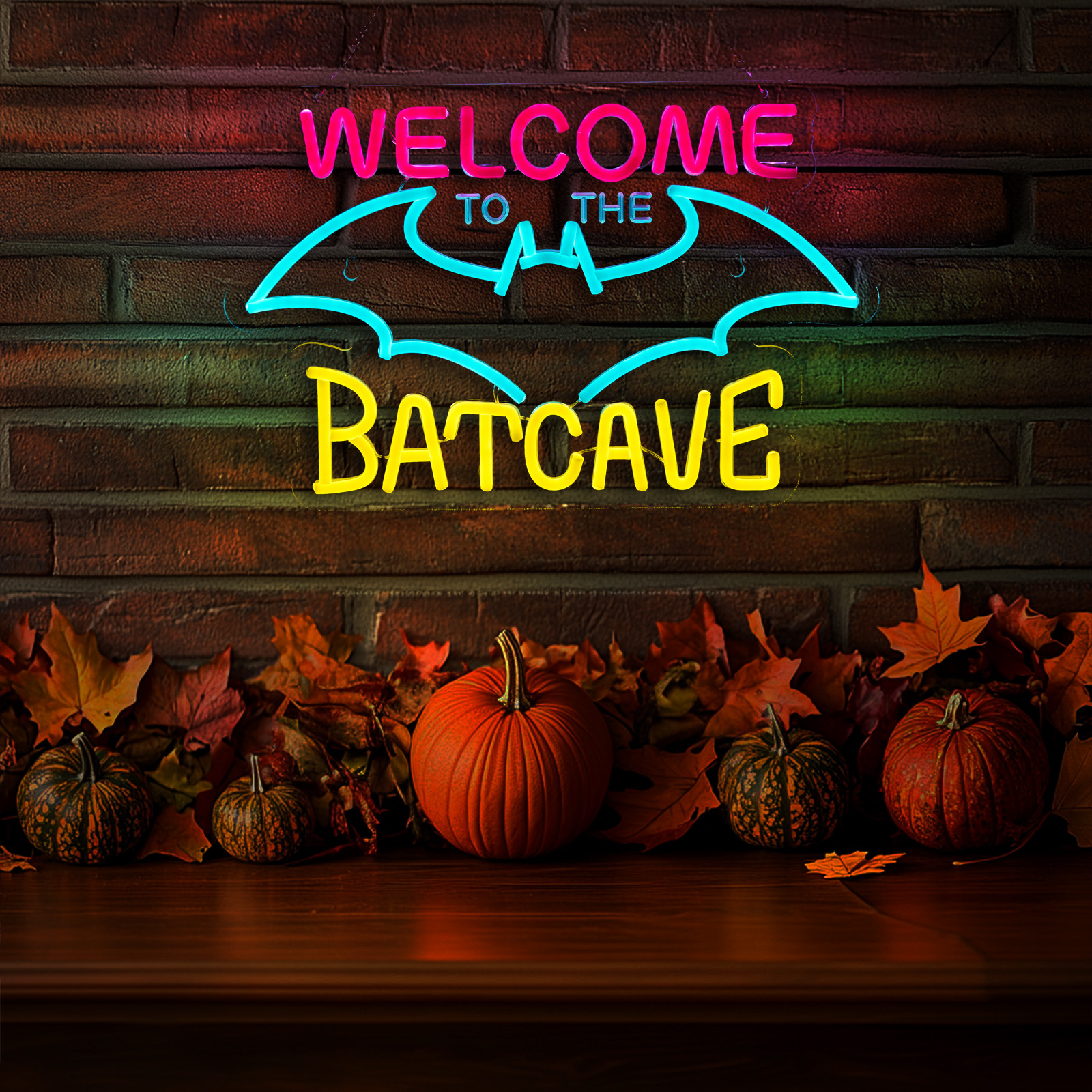 Bat Cave Neon Sign for Wall Decor Halloween Light Smart plug timer compatible USB-Powered Bedroom Man Cave Bar (16.5x10.8 Inch）