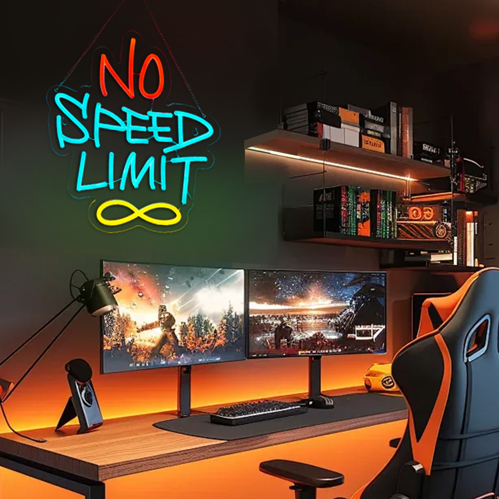 No Speed Limit Neon Sign No Speed Limit Signs for wall decor Smart plug timer compatible USB-Powered Suitable for Kids Room Man Cave (12.6x14.9 Inch)