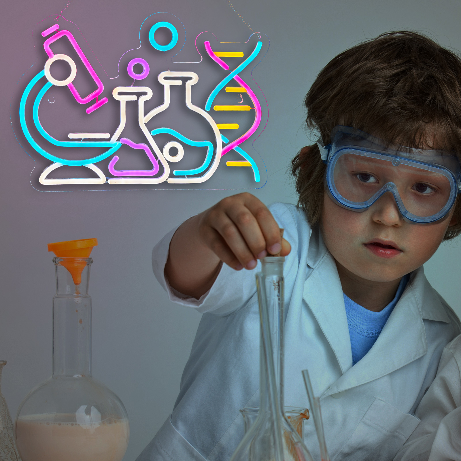 Science Neon Sign DNA Double Helix Neon Sign for wall decor Smart plug timer compatible USB-Powered Biology Science Gift Chemistry Light Up Sign for Laboratory Chemical (16.5x11.5 Inch)