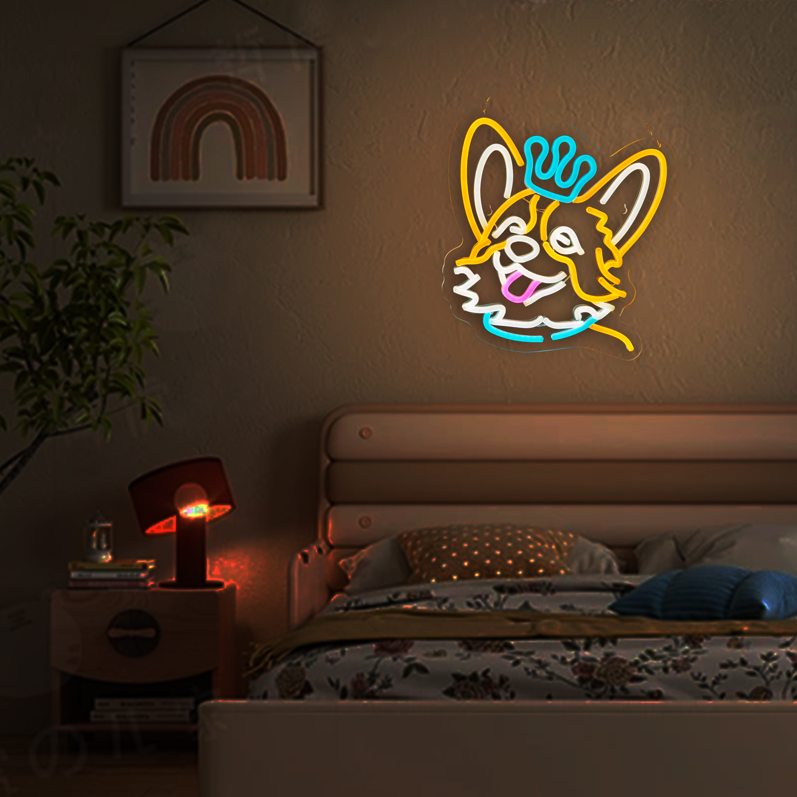 Corgi Neon Sign Dog Neon Sign for wall decor Teen Room Gifts for Birthday Kids Room Boys Room Playroom Decor(12.6 x12.2 in)