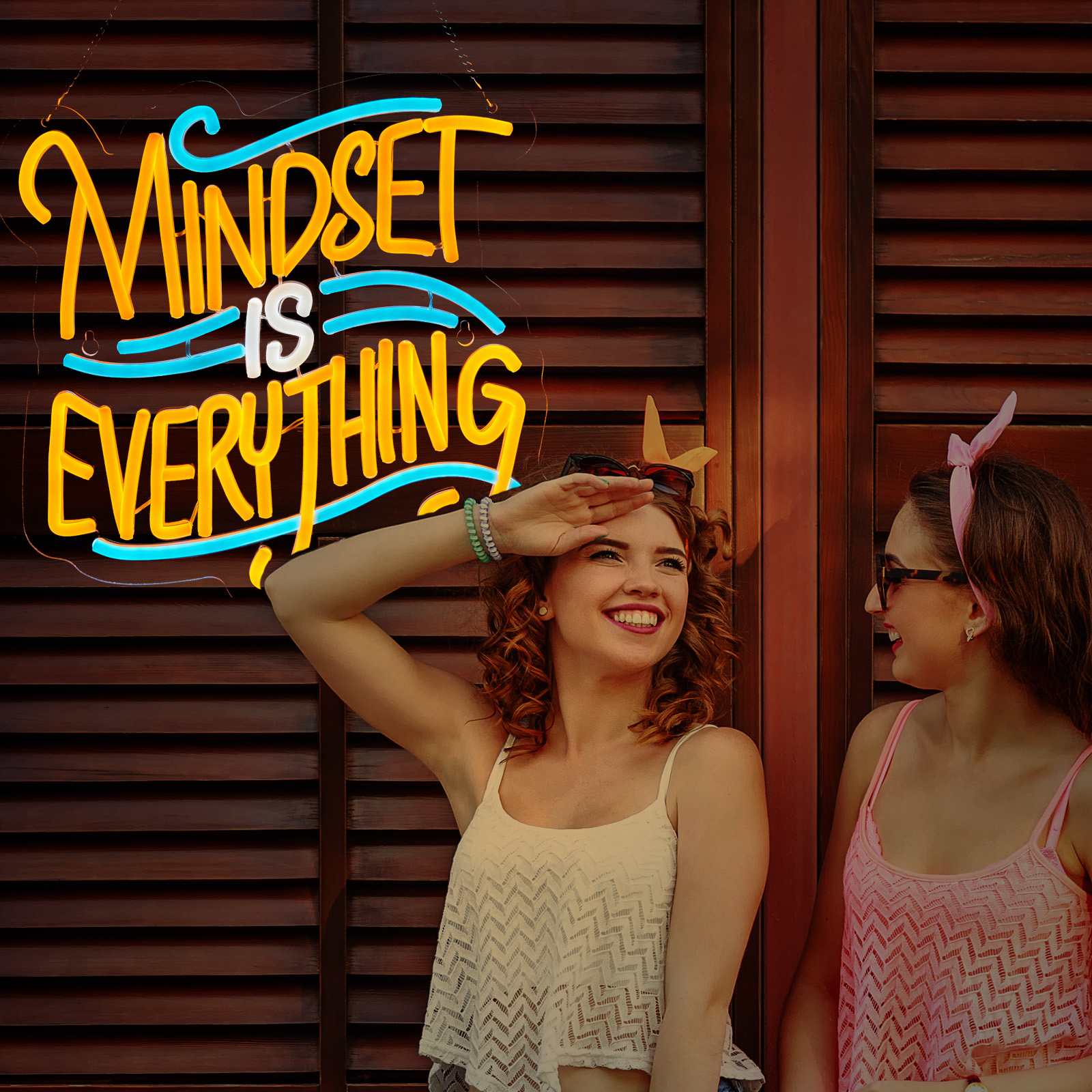 Mindset is Everything Neon Sign for Wall decor Light Smart plug timer compatible USB-Powered Teen Room Gifts for Birthday Kids Boys Room Decor(12.8x12.5Inch)