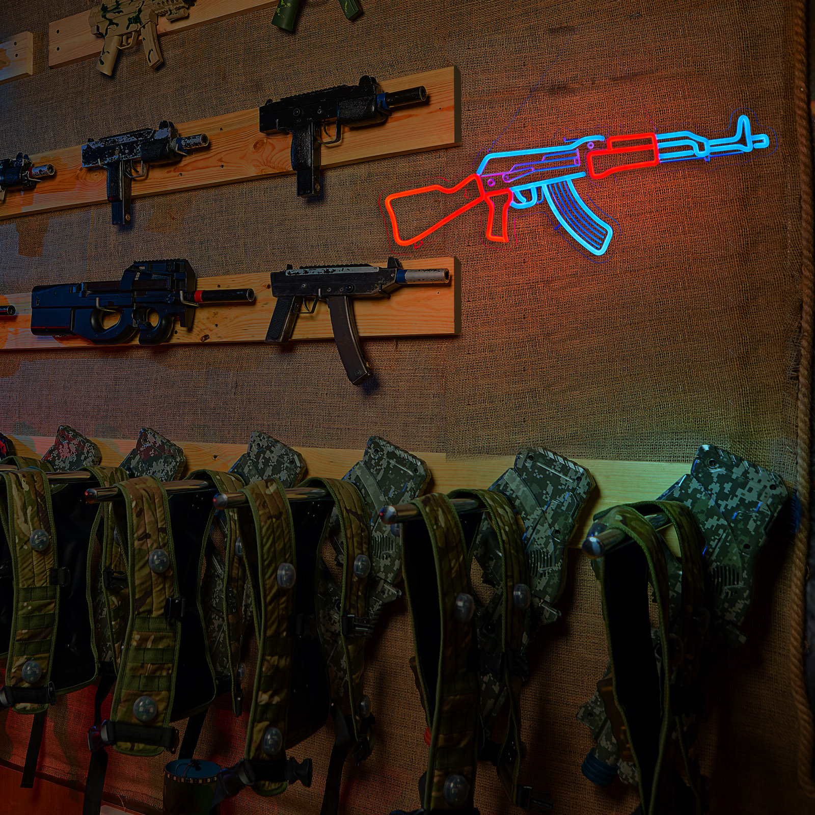 Gun Neon Sign AK 47 Sign for Wall Decor Large Size(26.5x8.7 Inch) Smart plug timer compatible USB Powered Man Cave Bedroom Decor