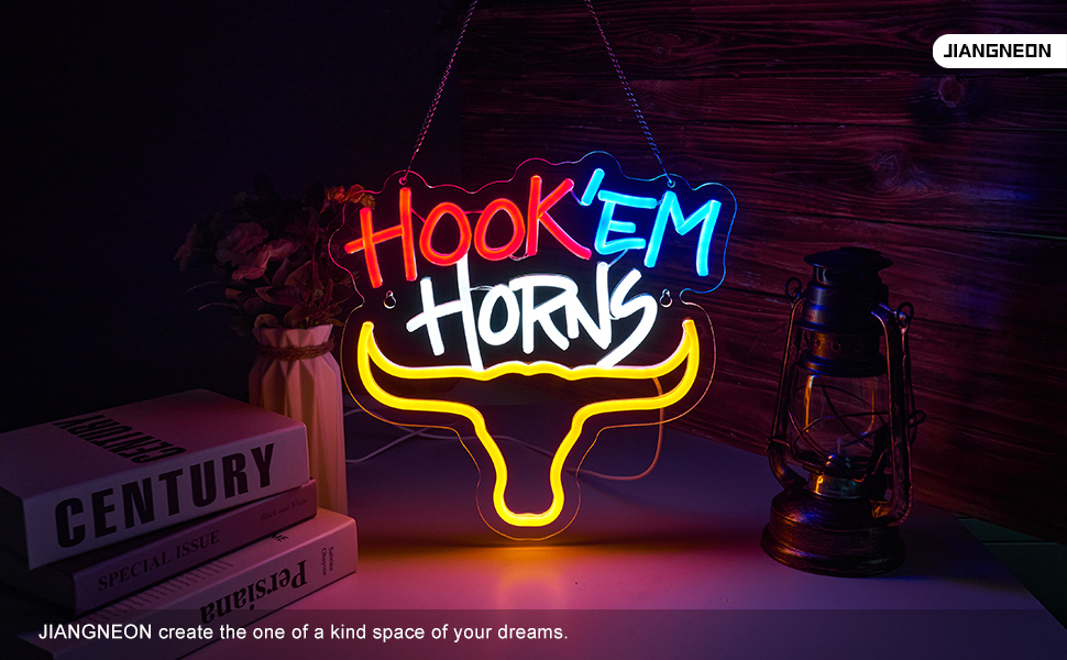 Hook em horns ox head neon sign Longhorn Bull Neon Sign for wall decor Beer Bar Club Man Cave