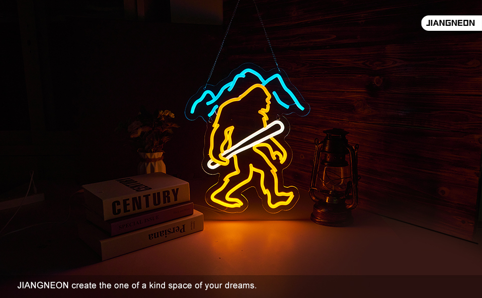 Bigfoot Neon Sign Sasquatch Neon Sign for wall decor Bedroom Game Room Wall Decor Gifts for Kids Children(15.6x12.6 Inch)