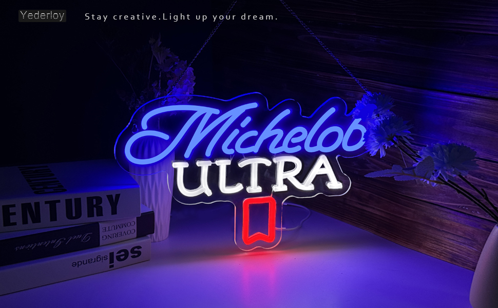 Beer Neon Sign Michelob Neon Light USB Powered Dimmable Man Cave Cafe Bistro Club Party Beer Bar Restaurant Decor