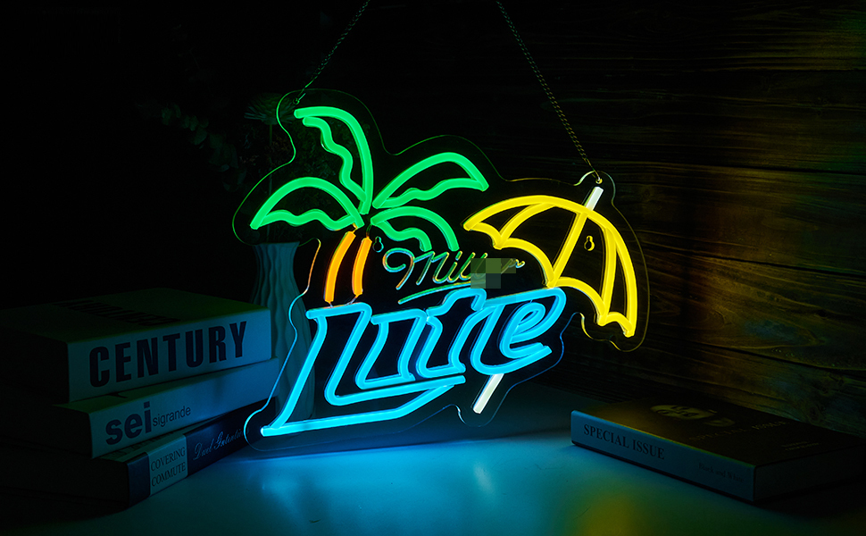 Beer Neon Sign Miller Neon Light USB Powered Dimmable Man Cave Cafe Bistro Club Party Beer Bar Restaurant Decor