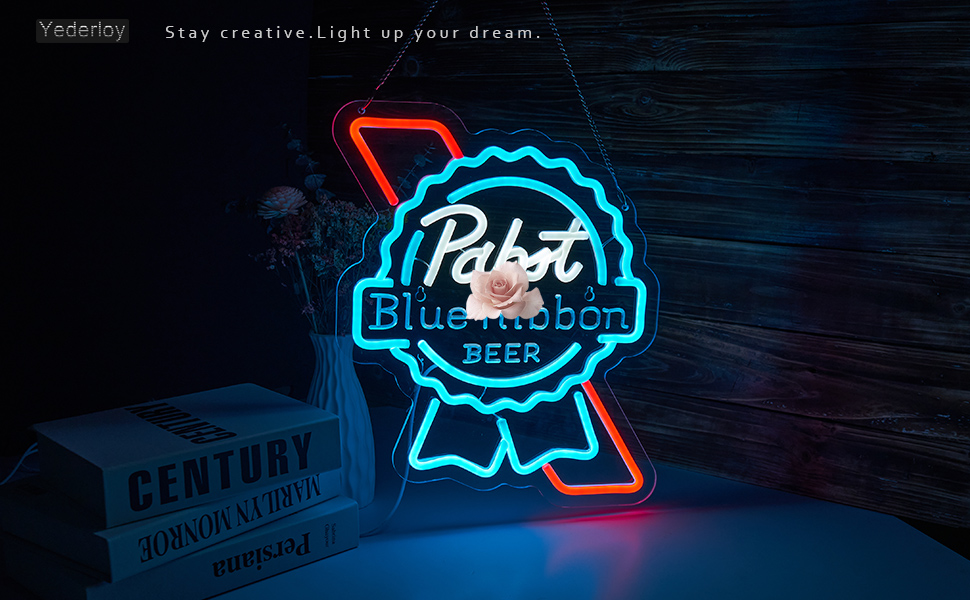 Beer Neon Sign Pabst Neon Light USB Powered Dimmable Man Cave Cafe Bistro Club Party Beer Bar Restaurant Decor