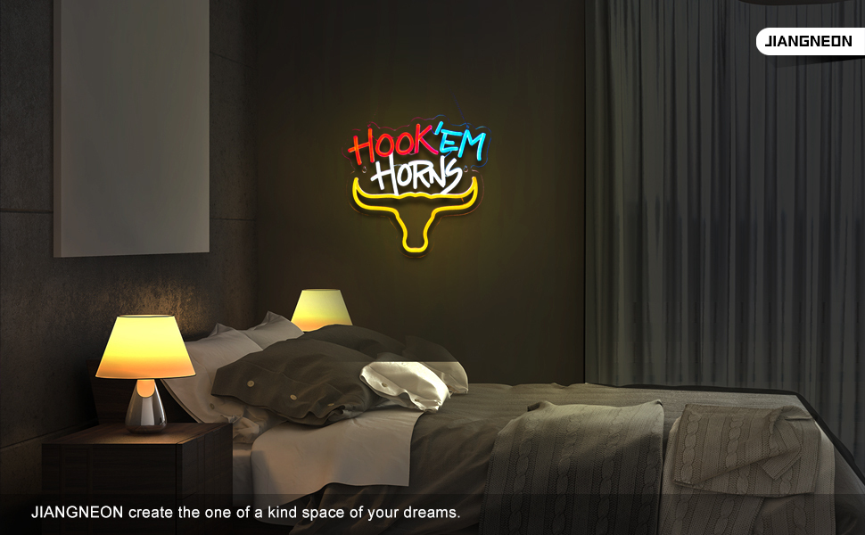 Hook em horns ox head neon sign Longhorn Bull Neon Sign for wall decor Beer Bar Club Man Cave