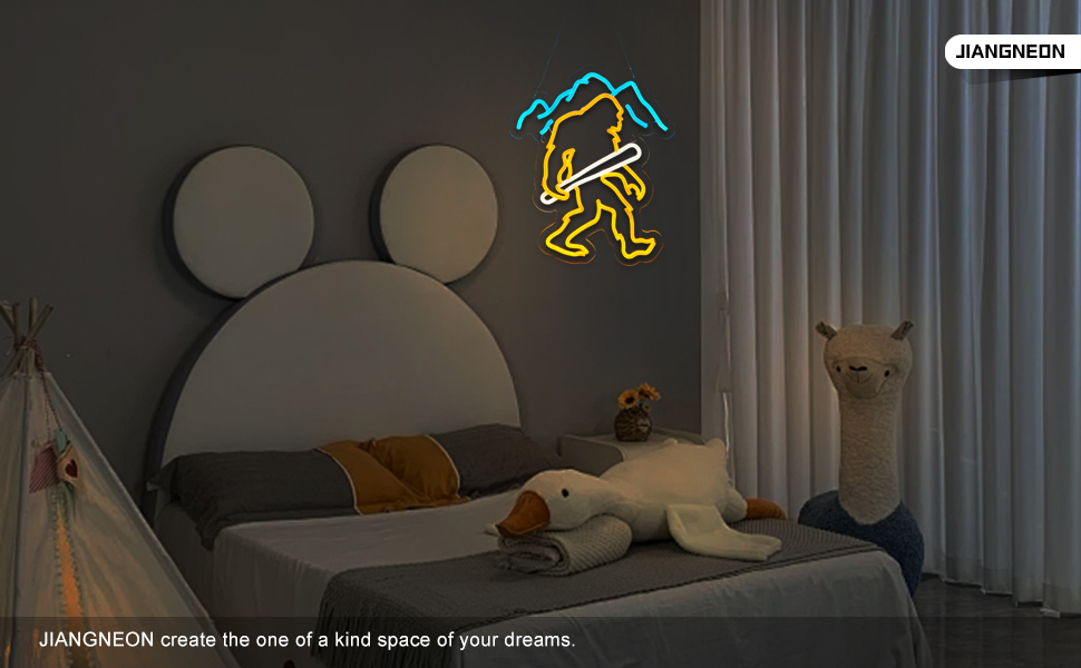 Bigfoot Neon Sign Sasquatch Neon Sign for wall decor Bedroom Game Room Wall Decor Gifts for Kids Children(15.6x12.6 Inch)