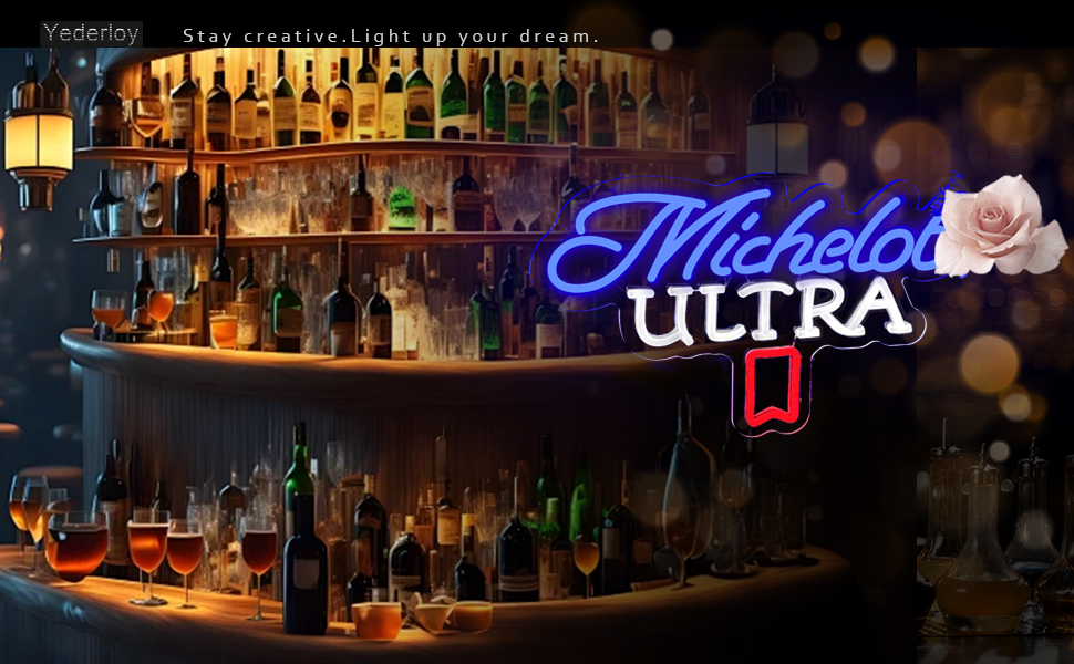 Beer Neon Sign Michelob Neon Light USB Powered Dimmable Man Cave Cafe Bistro Club Party Beer Bar Restaurant Decor