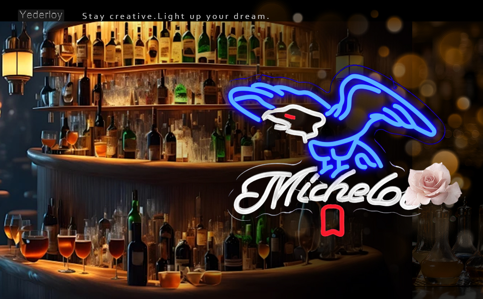 Beer Neon Sign Michelob Neon Light USB Powered Dimmable Man Cave Cafe Bistro Club Party Beer Bar Restaurant Decor