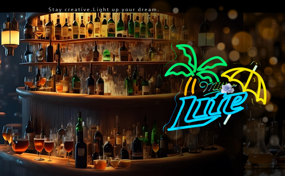 Beer Neon Sign Miller Neon Light USB Powered Dimmable Man Cave Cafe Bistro Club Party Beer Bar Restaurant Decor