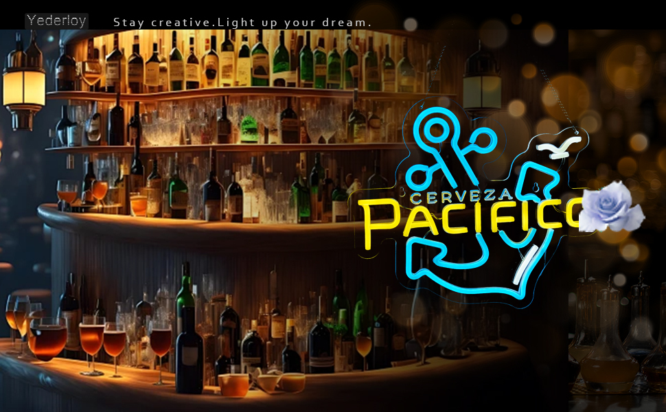 Beer Neon Sign Pacifico Neon Light USB Powered Dimmable Man Cave Cafe Bistro Club Party Beer Bar Restaurant Decor