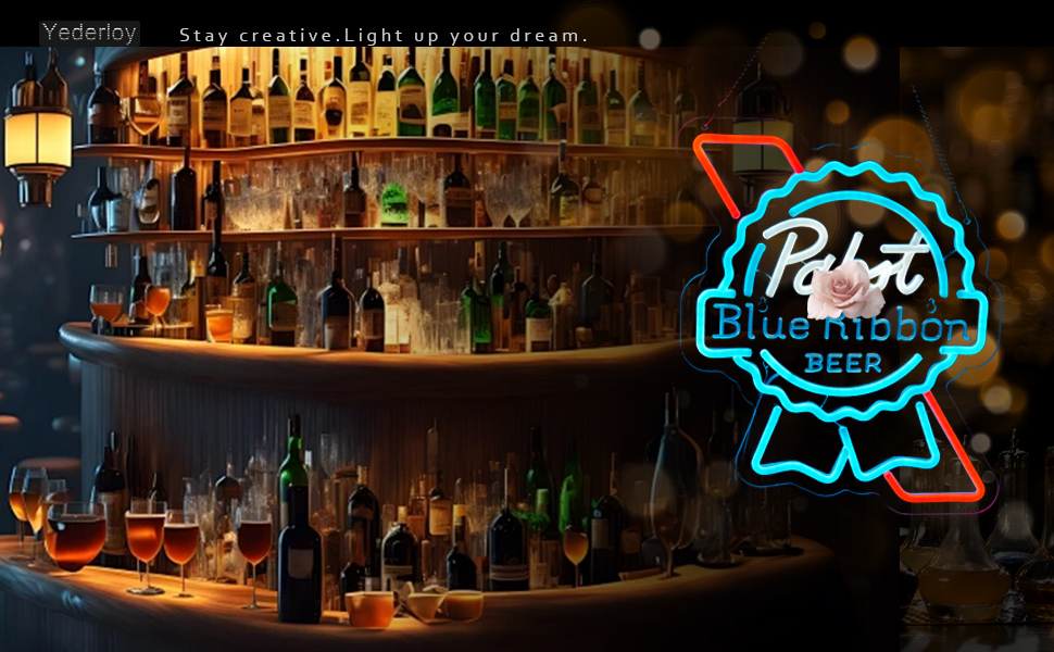 Beer Neon Sign Pabst Neon Light USB Powered Dimmable Man Cave Cafe Bistro Club Party Beer Bar Restaurant Decor