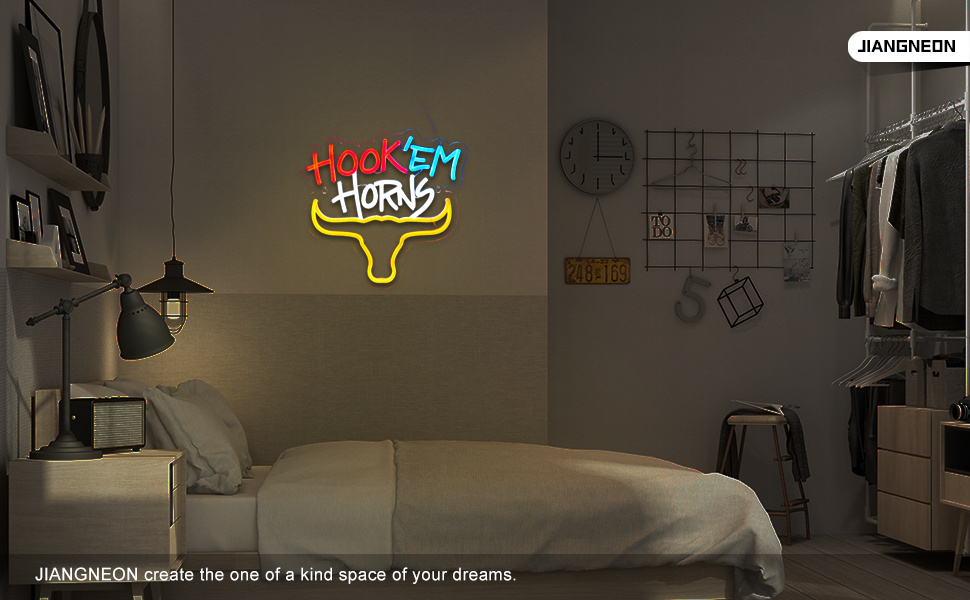 Hook em horns ox head neon sign Longhorn Bull Neon Sign for wall decor Beer Bar Club Man Cave