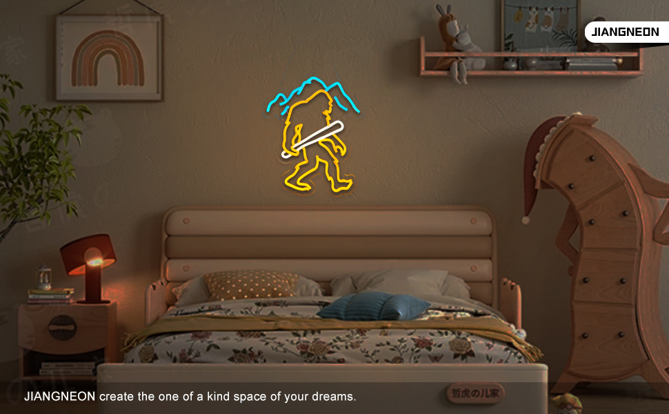 Bigfoot Neon Sign Sasquatch Neon Sign for wall decor Bedroom Game Room Wall Decor Gifts for Kids Children(15.6x12.6 Inch)