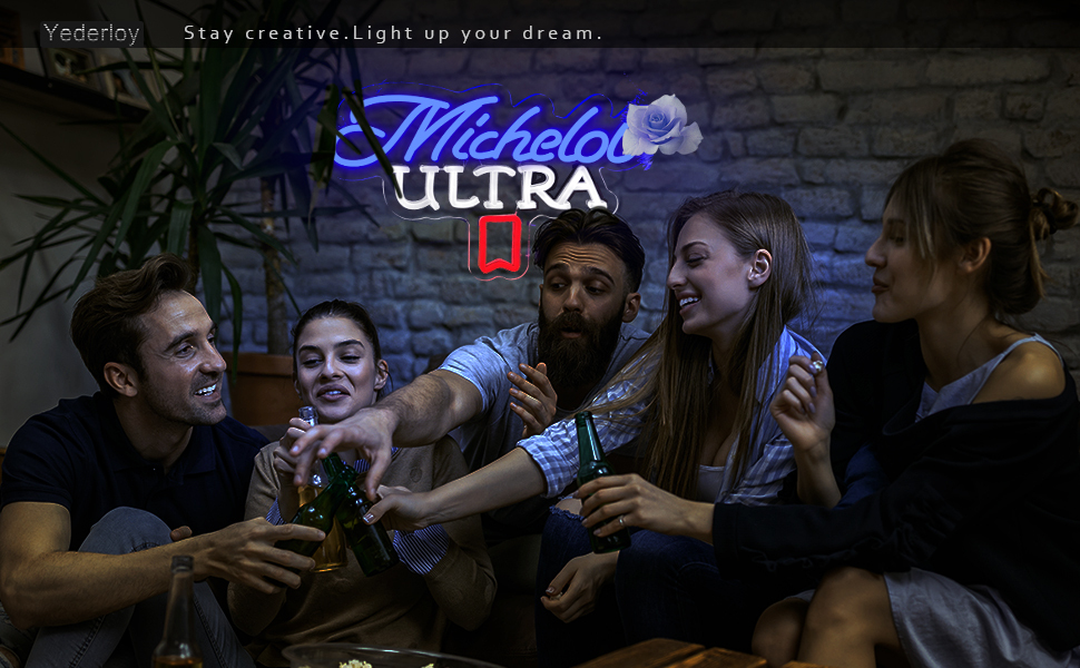 Beer Neon Sign Michelob Neon Light USB Powered Dimmable Man Cave Cafe Bistro Club Party Beer Bar Restaurant Decor