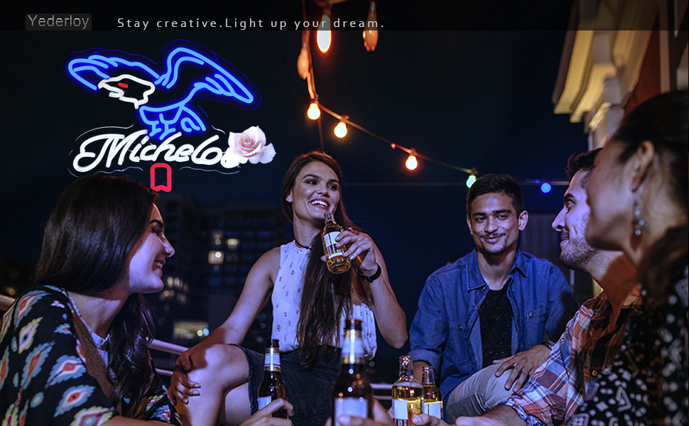 Beer Neon Sign Michelob Neon Light USB Powered Dimmable Man Cave Cafe Bistro Club Party Beer Bar Restaurant Decor