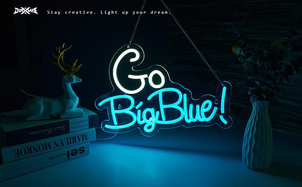 Go big blue neon sign University Slogan neon sign UK Neon Sign for wall decor Kids Room Decor Bar Game Room Man Cave Gift