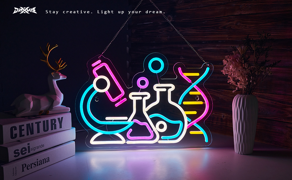 Science Neon Sign DNA Double Helix Neon Sign for wall decor Smart plug timer compatible USB-Powered Biology Science Gift Chemistry Light Up Sign for Laboratory Chemical (16.5x11.5 Inch)