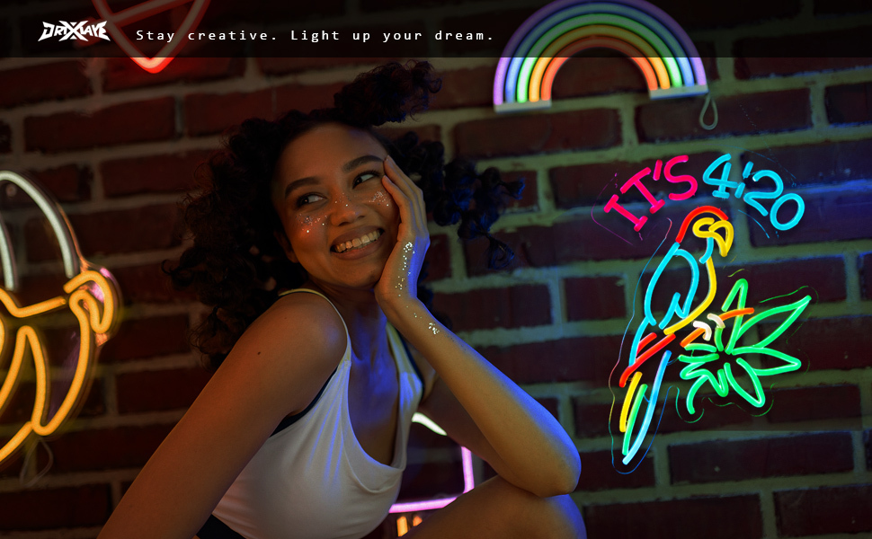 420 Neon Sign Green Leaf Neon Signs for Wall Decor 420 Decorations Led Signs with Dimmer for Pub Party Man Cave Room Art Decor Gift USB-Powered (16.2x12.6) Inch