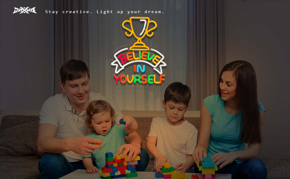 Believe in Yourself Neon Sign for Room Decor Smart plug timer compatible USB-Powered Teen Room Gifts for Birthday Kids Boys Room Decor(12.6x14.8Inch)