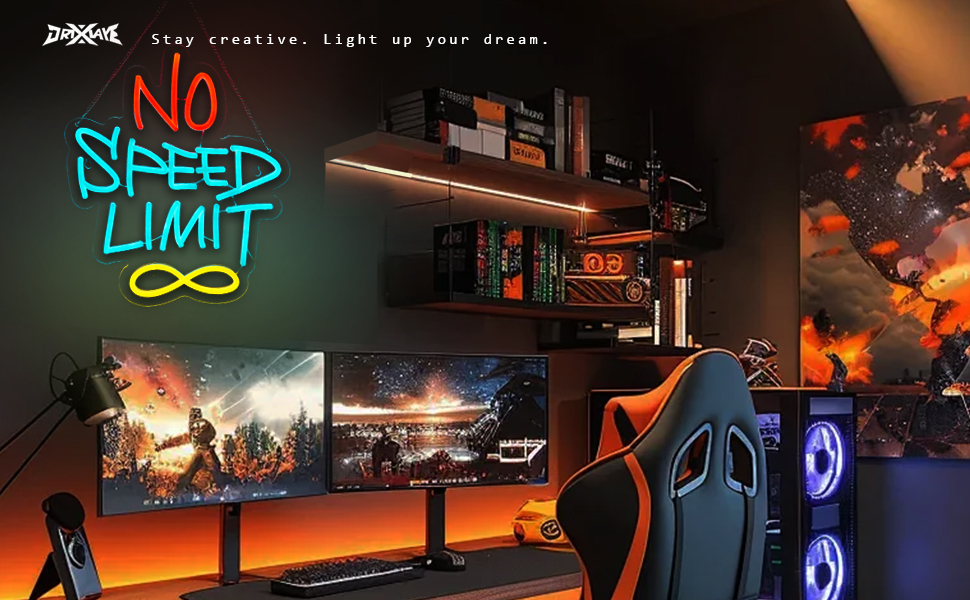 No Speed Limit Neon Sign No Speed Limit Signs for wall decor Smart plug timer compatible USB-Powered Suitable for Kids Room Man Cave (12.6x14.9 Inch)