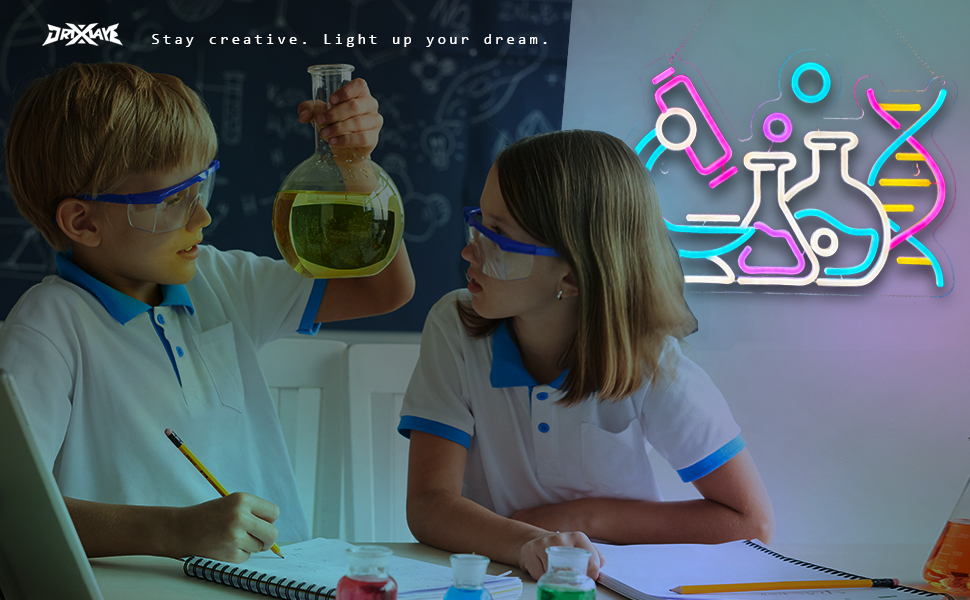 Science Neon Sign DNA Double Helix Neon Sign for wall decor Smart plug timer compatible USB-Powered Biology Science Gift Chemistry Light Up Sign for Laboratory Chemical (16.5x11.5 Inch)