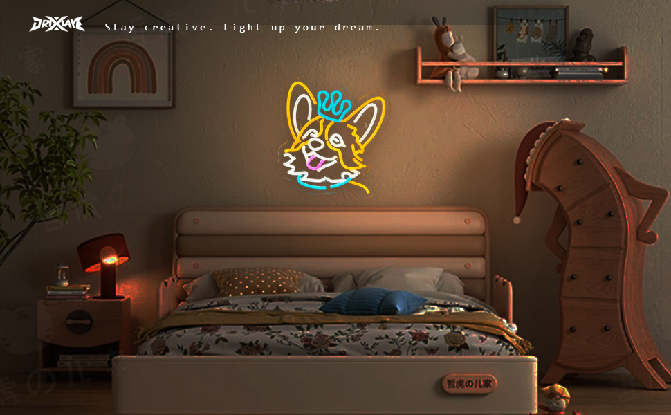 Corgi Neon Sign Dog Neon Sign for wall decor Teen Room Gifts for Birthday Kids Room Boys Room Playroom Decor(12.6 x12.2 in)