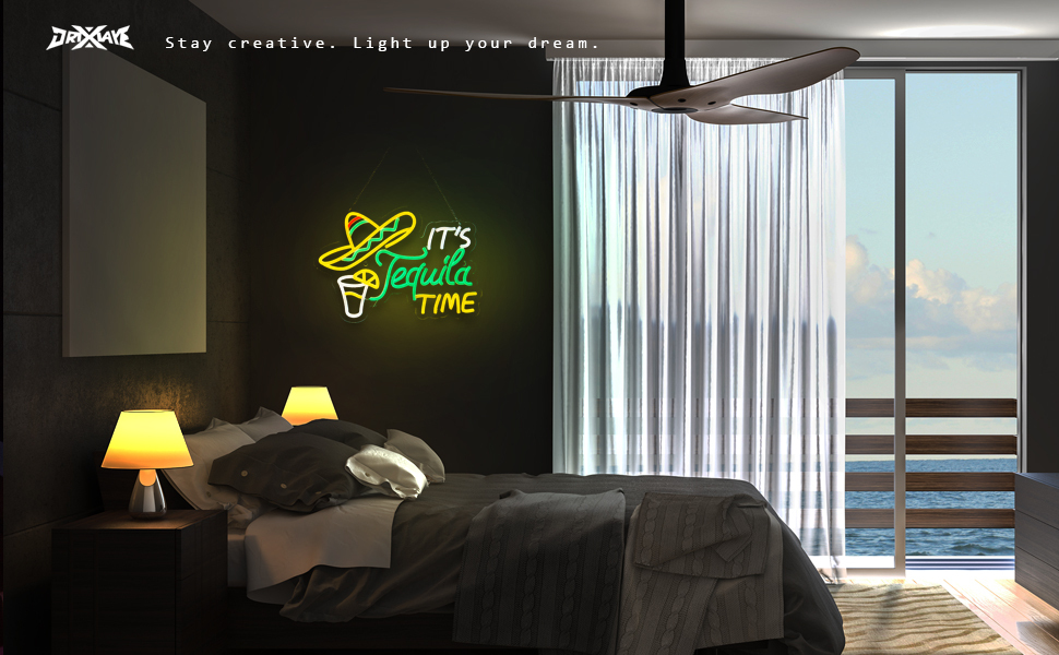 Tequila Neon Sign Mexican Tequila LED Neon Light USB Powered Dimmable Man Cave Cafe Bistro Club Party Beer Bar Restaurant Decor(16.3x11.2 Inch)