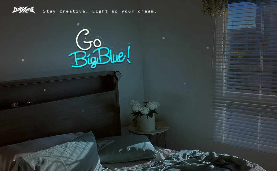 Go big blue neon sign University Slogan neon sign UK Neon Sign for wall decor Kids Room Decor Bar Game Room Man Cave Gift