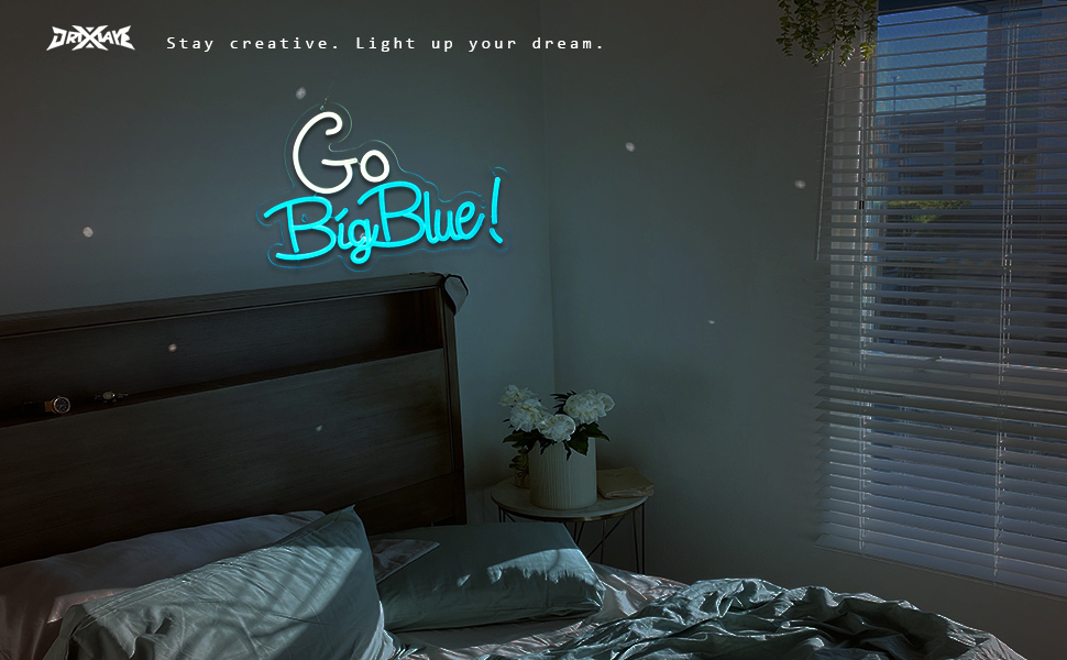 Go big blue neon sign University Slogan neon sign UK Neon Sign for wall decor Kids Room Decor Bar Game Room Man Cave Gift