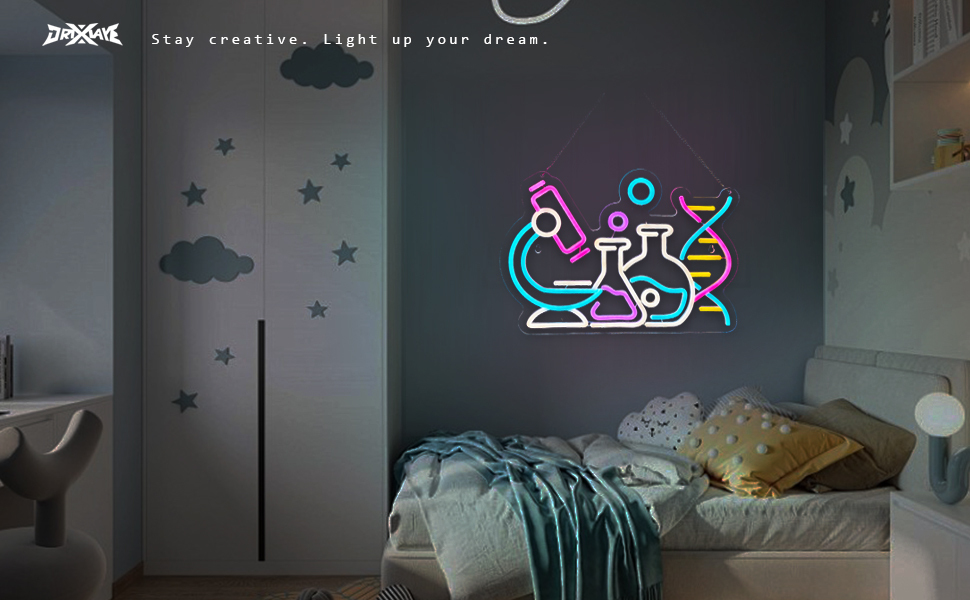 Science Neon Sign DNA Double Helix Neon Sign for wall decor Smart plug timer compatible USB-Powered Biology Science Gift Chemistry Light Up Sign for Laboratory Chemical (16.5x11.5 Inch)