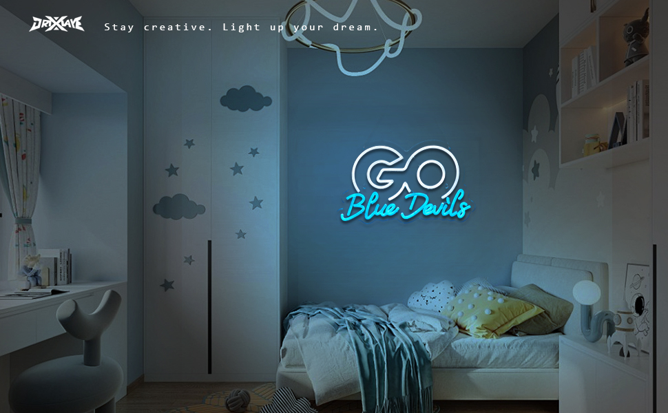 Go Blue Devils Neon Sign University Neon Signs University Basketball Team Slogan Neon Signs for wall decor USB-Powered College Students Sport Fans(16.2x9.9 Inch)