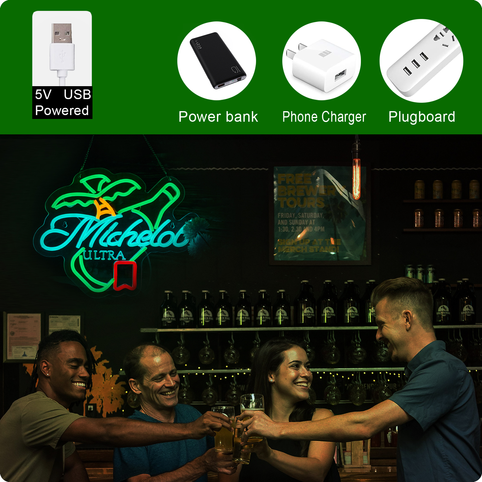 Beer Neon Sign Michelob Neon Light USB Powered Dimmable Man Cave Cafe Bistro Club Party Beer Bar Restaurant Decor