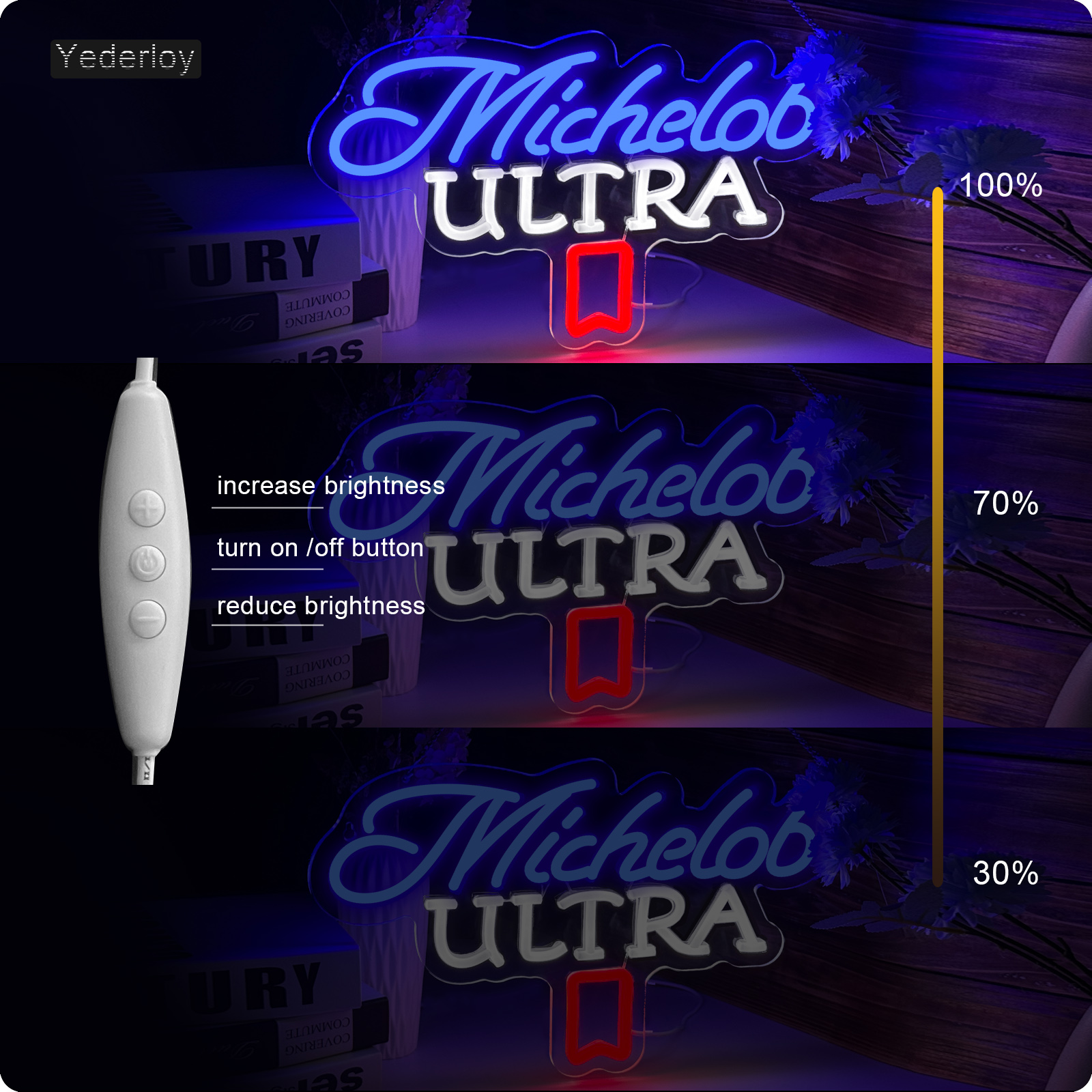 Beer Neon Sign Michelob Neon Light USB Powered Dimmable Man Cave Cafe Bistro Club Party Beer Bar Restaurant Decor