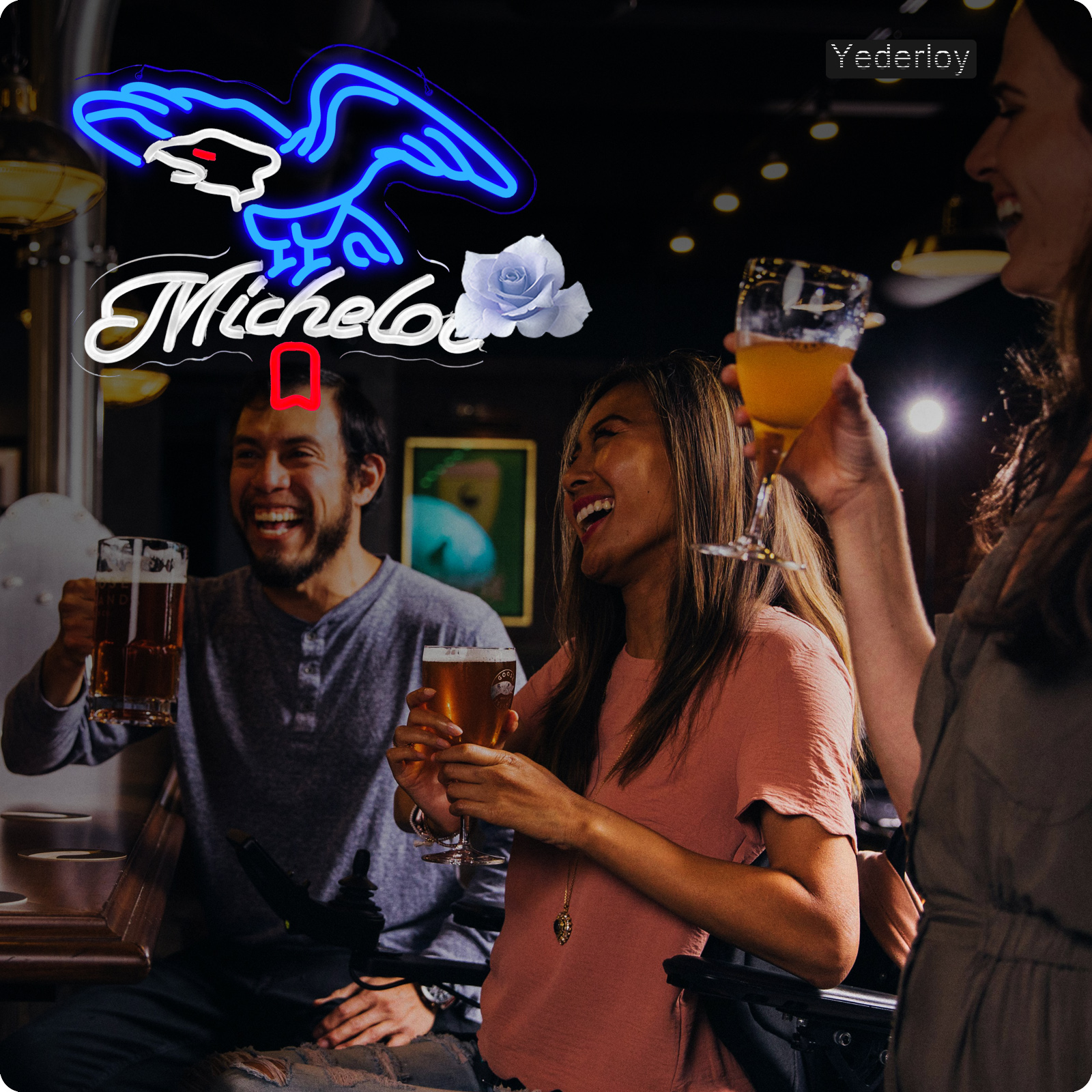 Beer Neon Sign Michelob Neon Light USB Powered Dimmable Man Cave Cafe Bistro Club Party Beer Bar Restaurant Decor