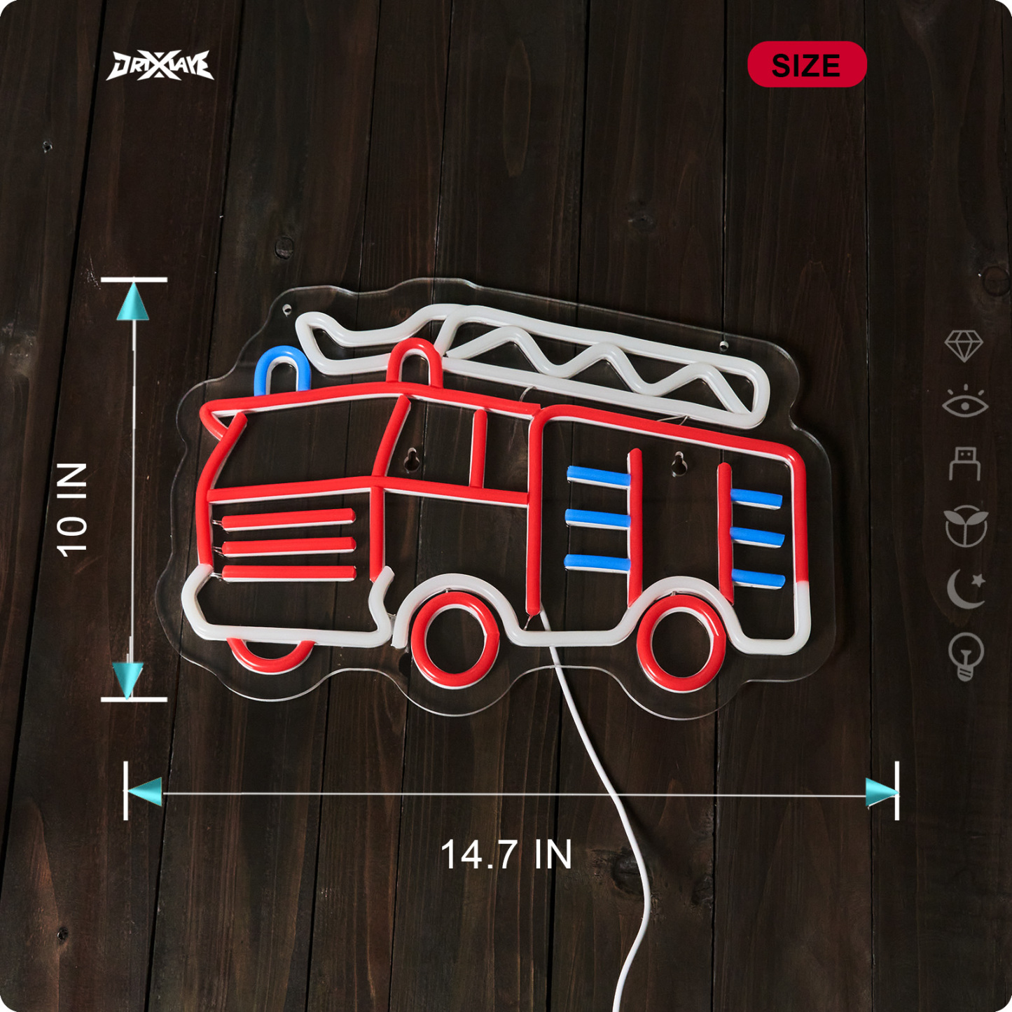 Fire Fighting Truck Neon Sign for Wall Decor Teen Room Decor Gifts for Birthday Kids Boys Playroom Decor (Red+White Fire Fighting Truck)