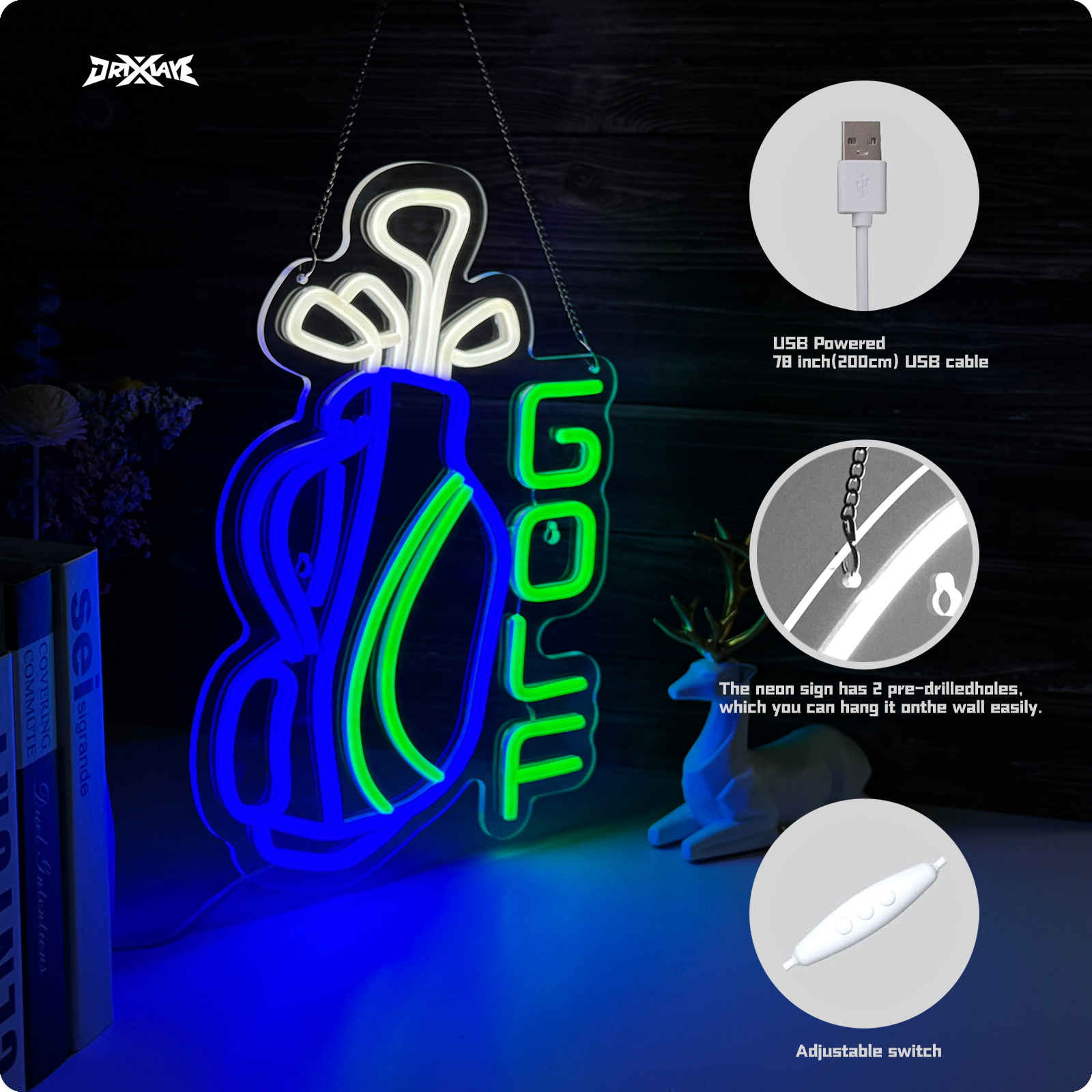 Golf neon sign Par Tee Golf Neon Sign for wall decor Golf Club Bedroom Man Cave Decor