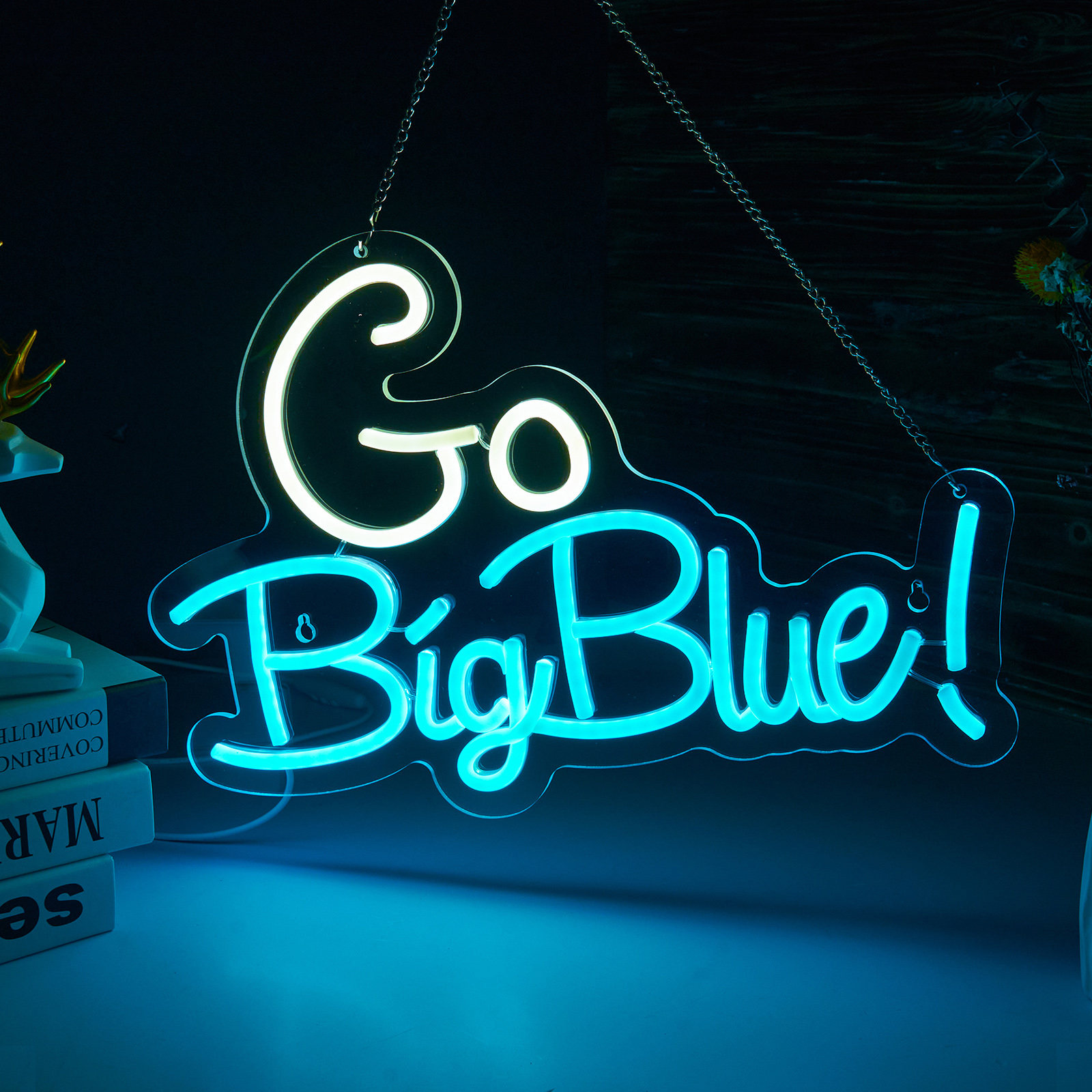 Go big blue neon sign University Slogan neon sign UK Neon Sign for wall decor Kids Room Decor Bar Game Room Man Cave Gift