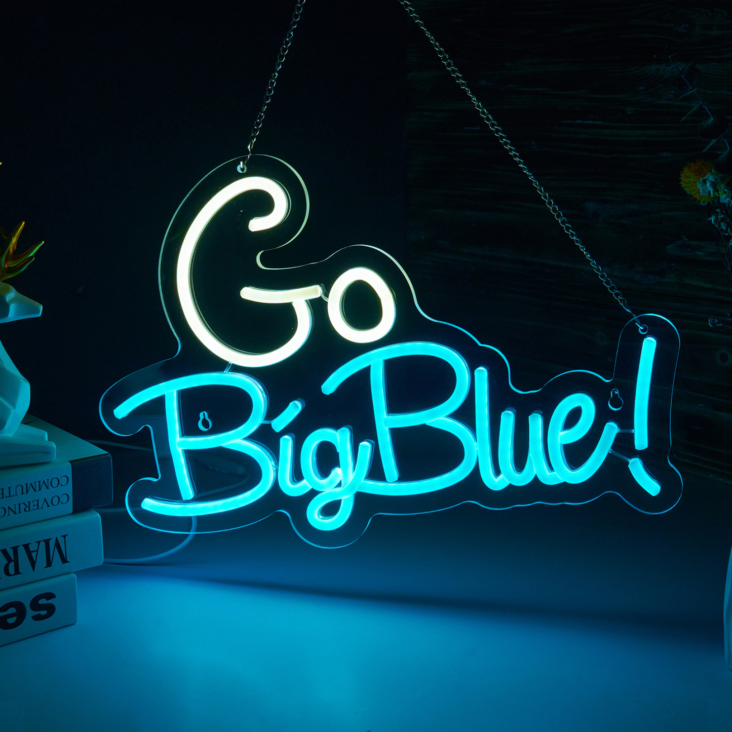 Go big blue neon sign University Slogan neon sign UK Neon Sign for wall decor Kids Room Decor Bar Game Room Man Cave Gift