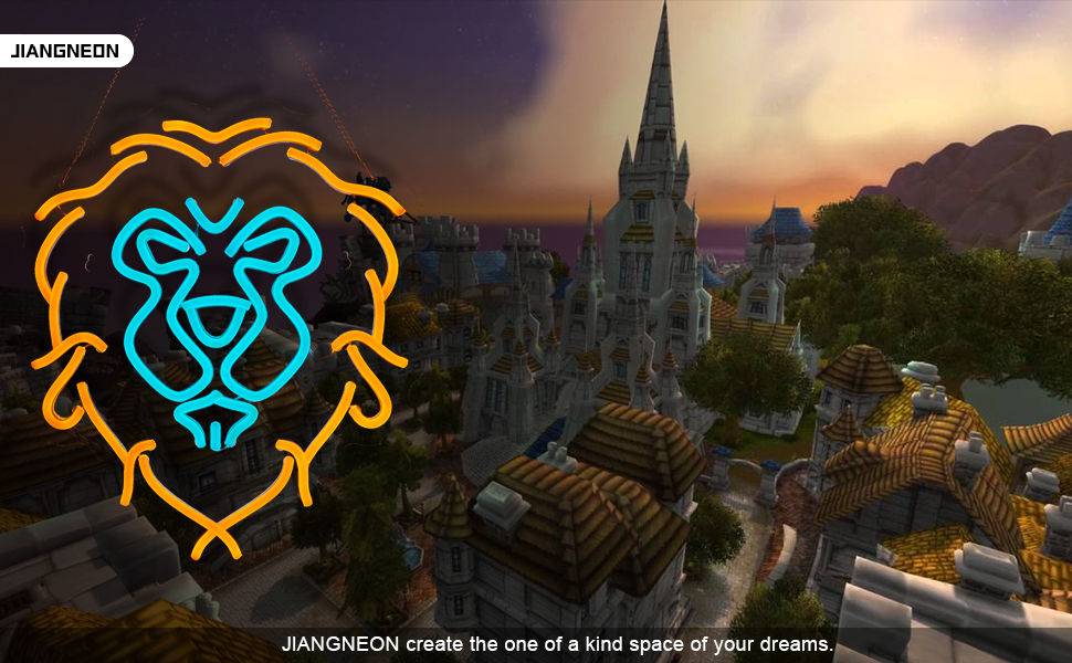 Lion Neon Sign The Alliance LED lignt for Wall Decor Kids room Bedroom Teens room Game room decor (Yellow + Blue Lion)