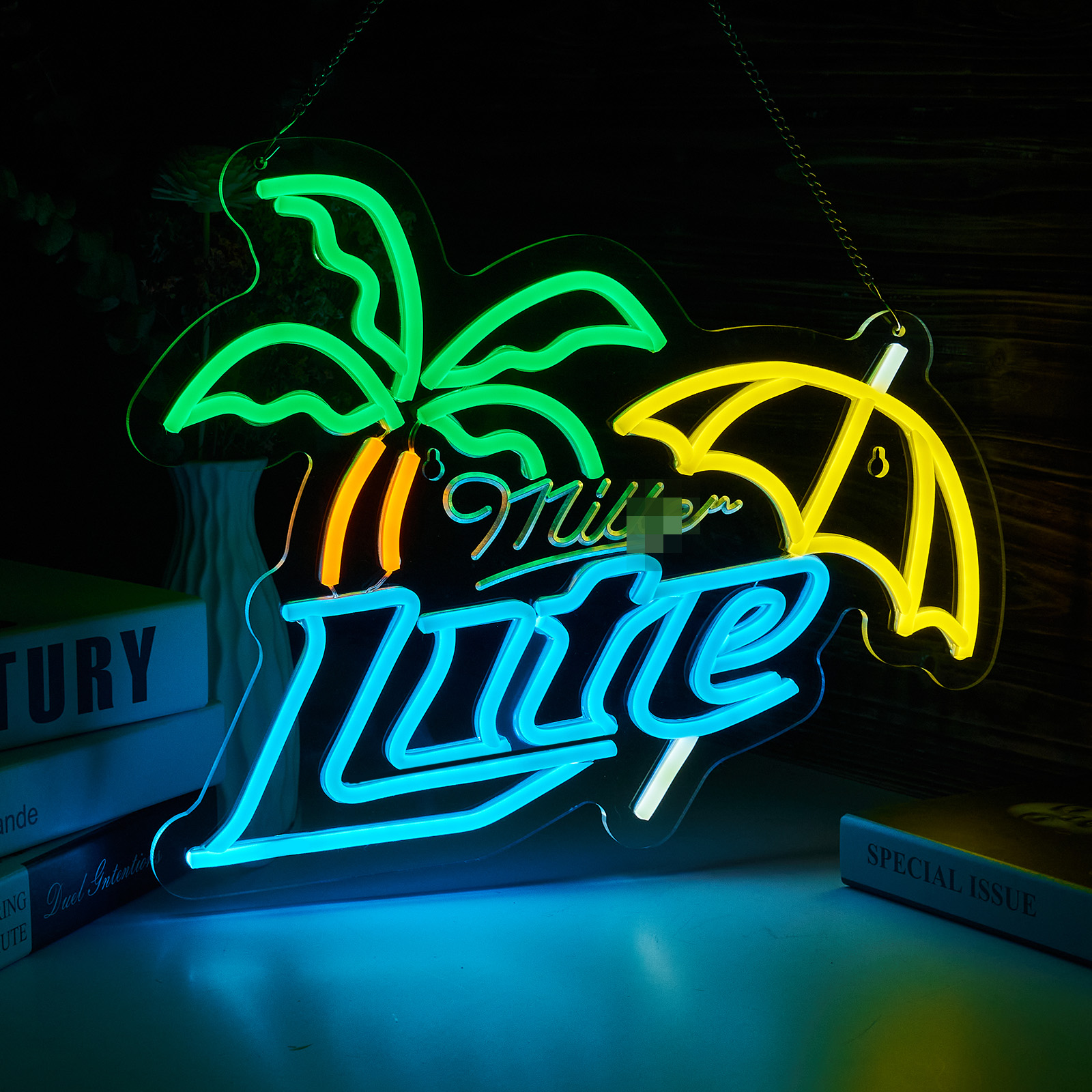 Beer Neon Sign Miller Neon Light USB Powered Dimmable Man Cave Cafe Bistro Club Party Beer Bar Restaurant Decor