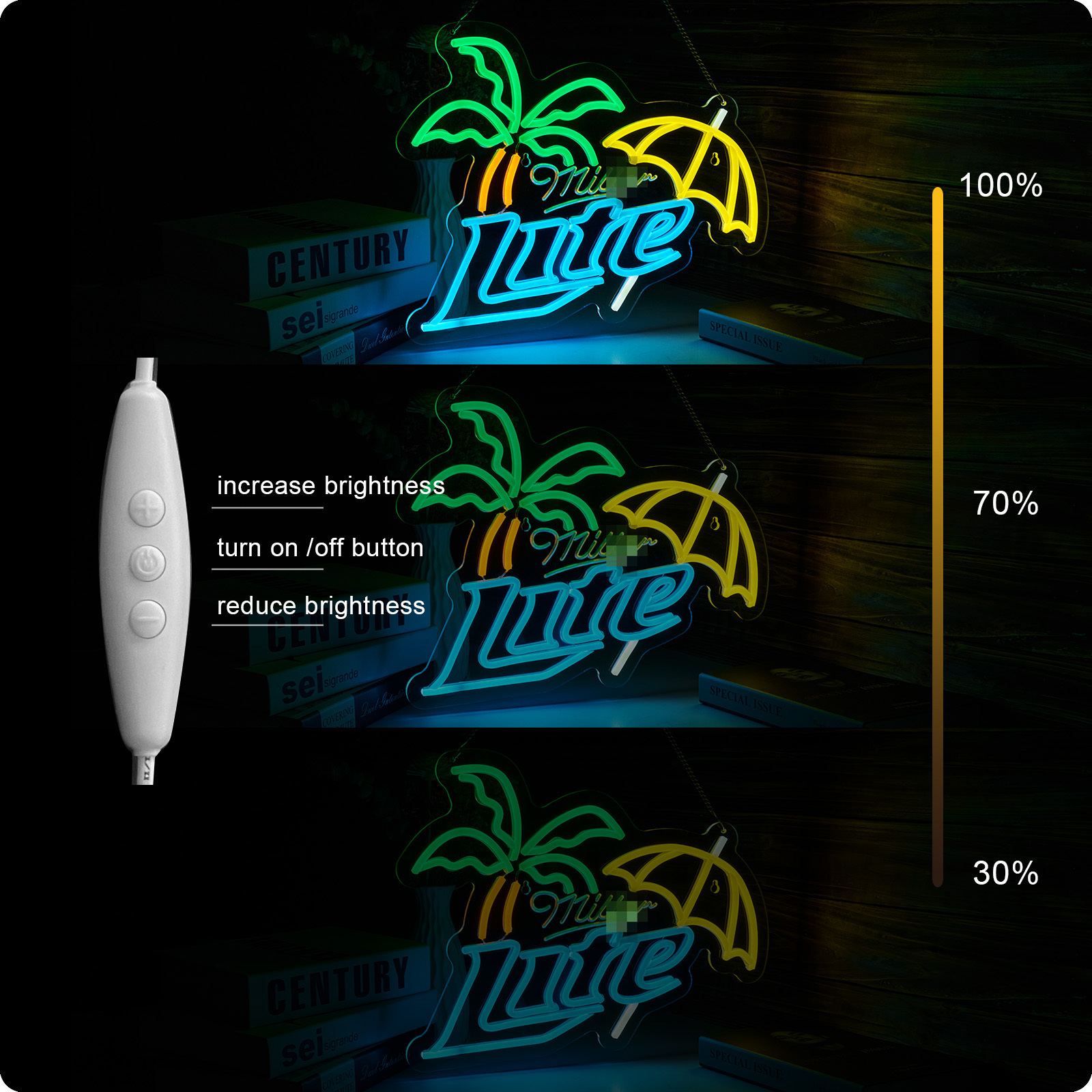 Beer Neon Sign Miller Neon Light USB Powered Dimmable Man Cave Cafe Bistro Club Party Beer Bar Restaurant Decor