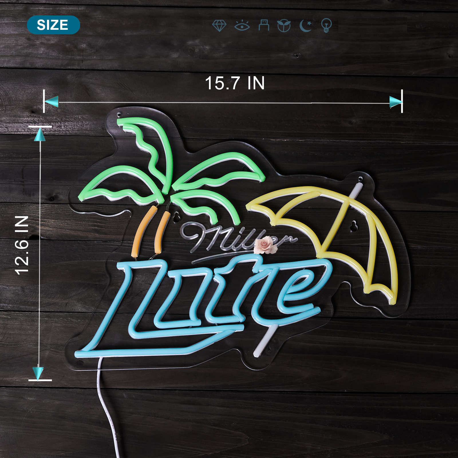 Beer Neon Sign Miller Neon Light USB Powered Dimmable Man Cave Cafe Bistro Club Party Beer Bar Restaurant Decor