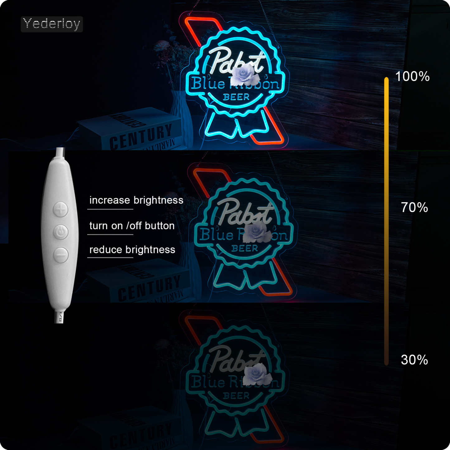 Beer Neon Sign Pabst Neon Light USB Powered Dimmable Man Cave Cafe Bistro Club Party Beer Bar Restaurant Decor