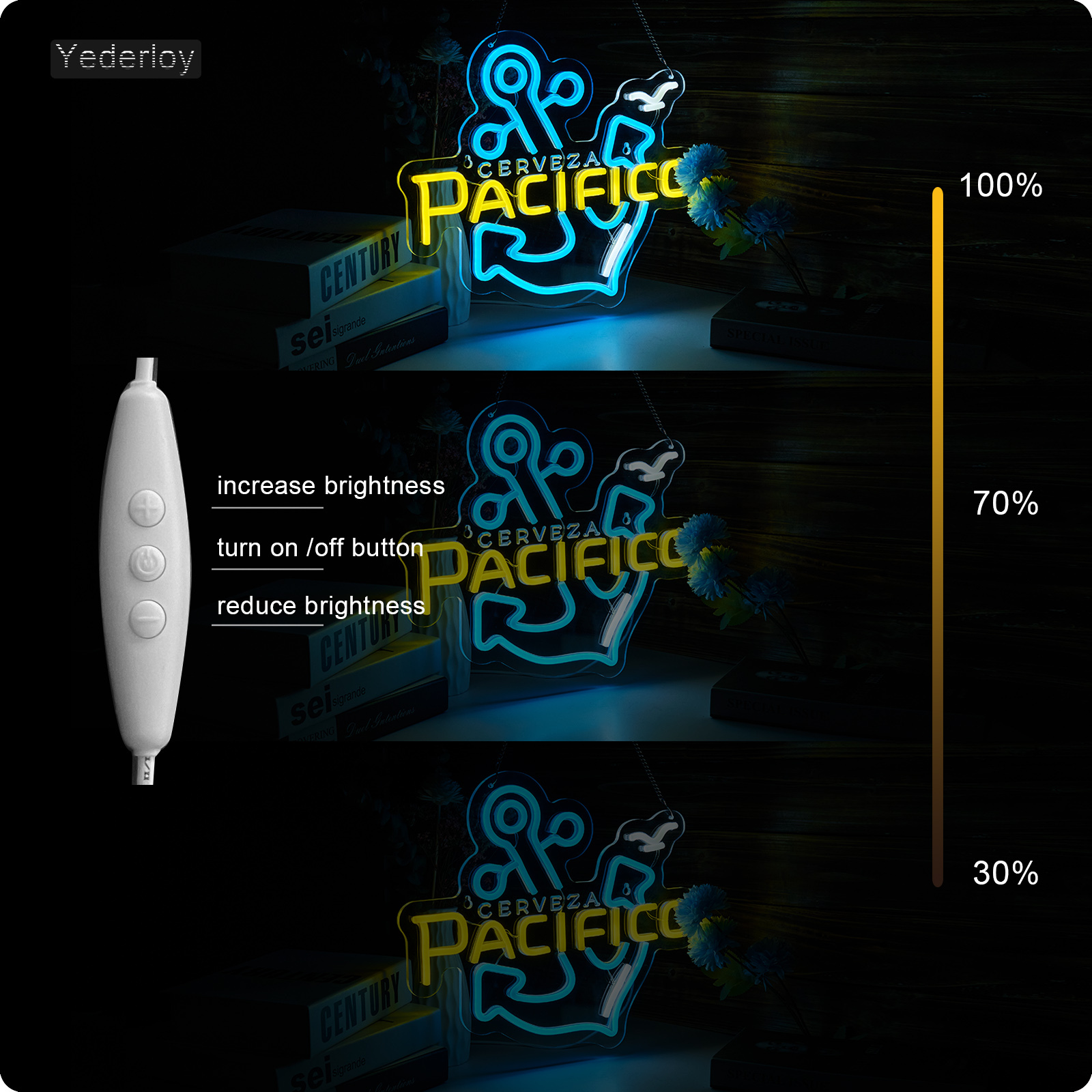 Beer Neon Sign Pacifico Neon Light USB Powered Dimmable Man Cave Cafe Bistro Club Party Beer Bar Restaurant Decor