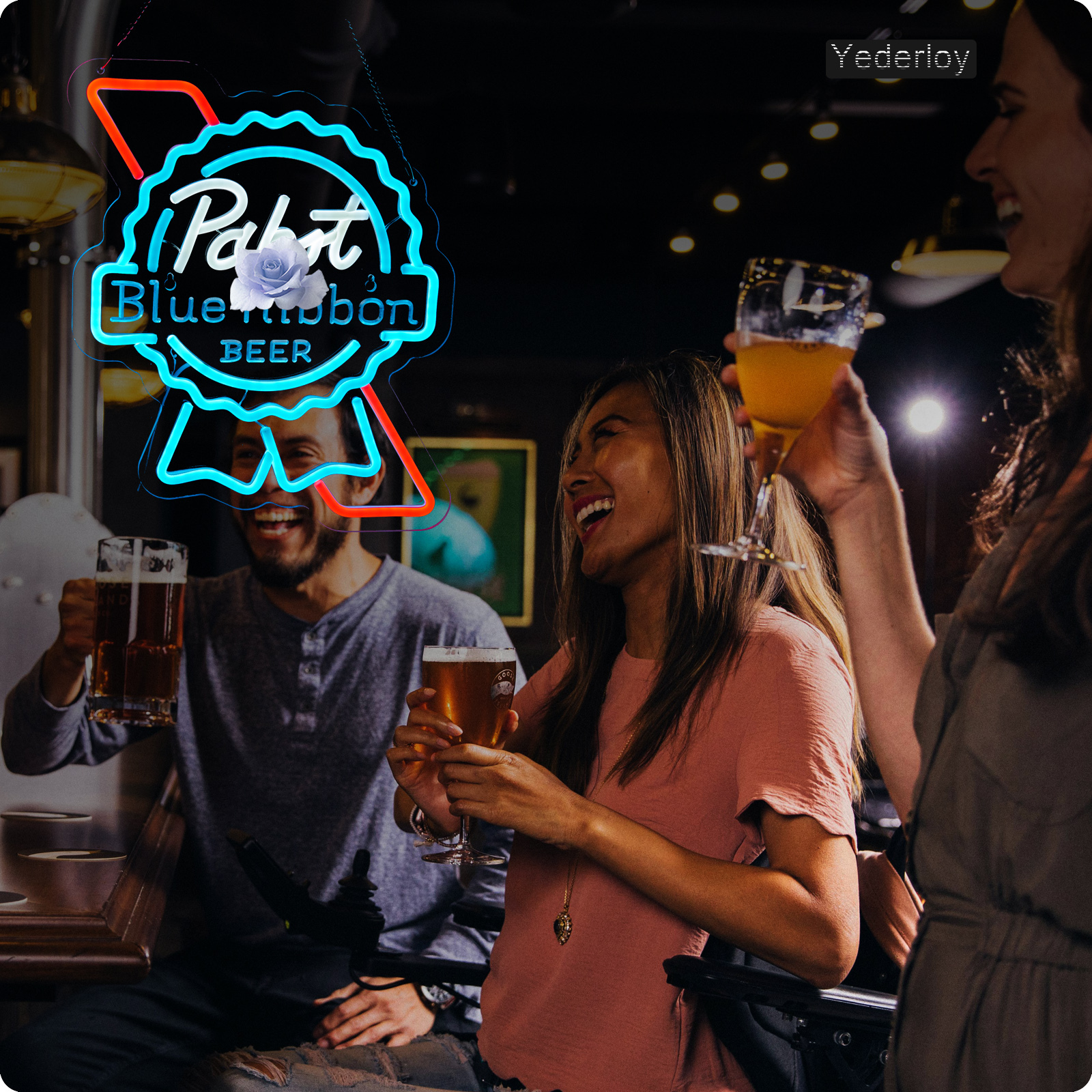 Beer Neon Sign Pabst Neon Light USB Powered Dimmable Man Cave Cafe Bistro Club Party Beer Bar Restaurant Decor